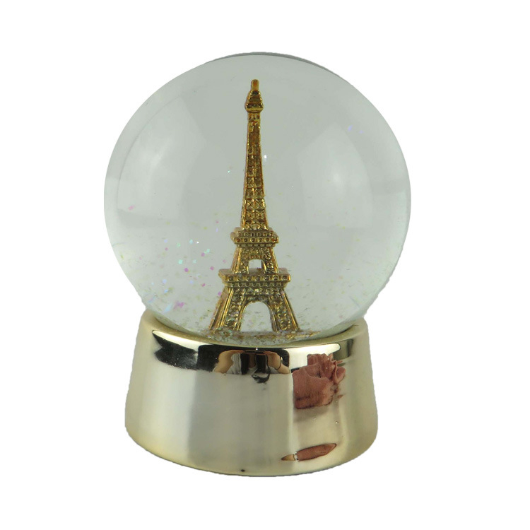 Customized Resin Famous Building Eiffel Tower Paris France Souvenir Gift Snow Globe