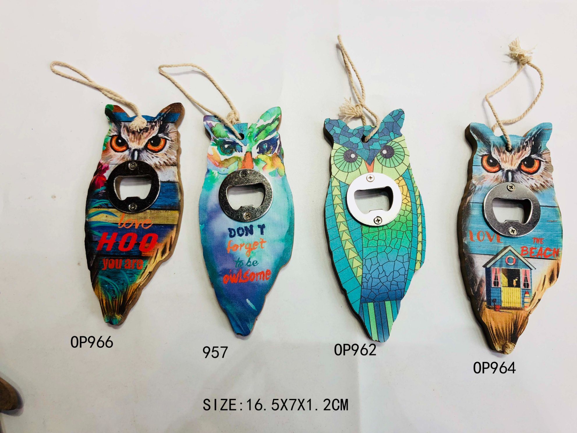 Wholesale Animal Bottle Opener MDF Wood Printing Owl Bottle Opener