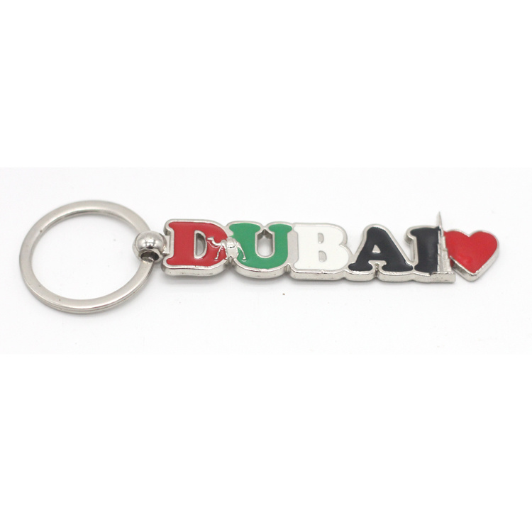 Custom Shape Travel Gift Zinc Alloy Dubai Souvenirs Keychain