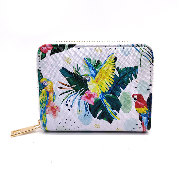 Custom Print Tourist Souvenir PU Leather Zipper Mini Short Wallet for Women