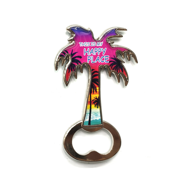 Factory Price Tropical Sea Beach Souvenir Metal Alloy Palm Tree Bottle Opener