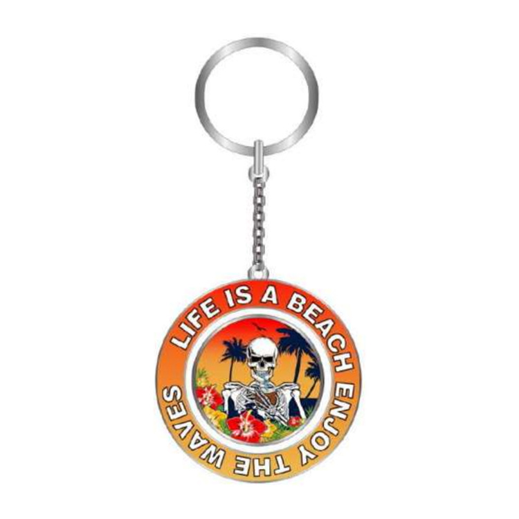 Customized Logo Rotating Metal Epoxy Mexico Skull Keychains Mexican Keychain