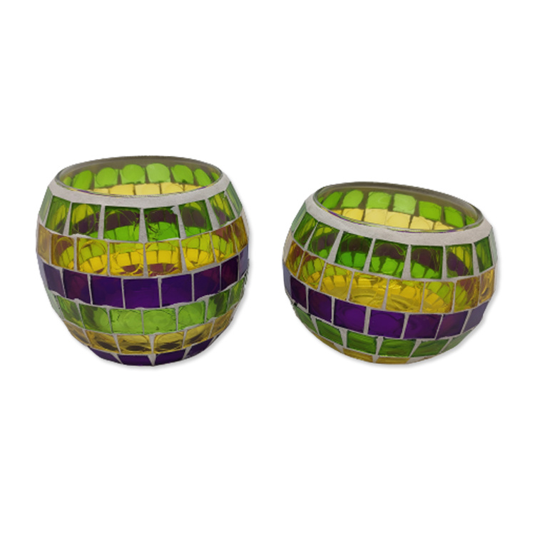 Wholesale Luxury Home Decor Candle Jars Round Shape Glass Mosaic Candle Holder