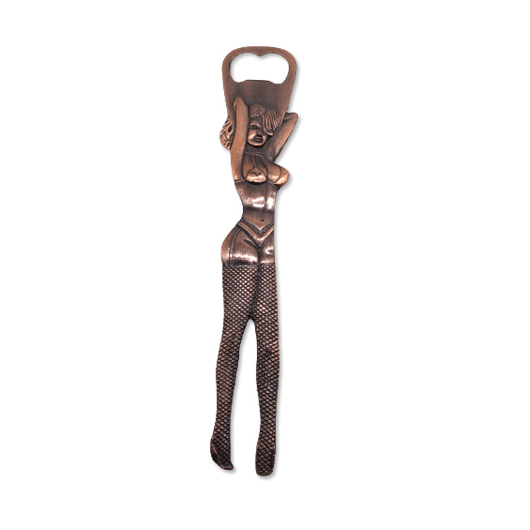 Custom Shape 3D Metal Antique Copper Plated Sexy Girl Bottle Opener