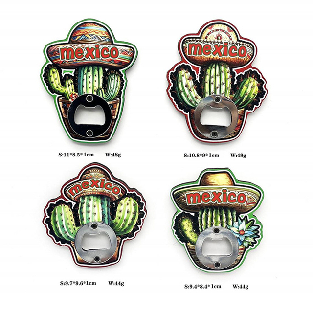 Custom Printing MDF Wood Mexico Souvenir Cactus Bottle Opener