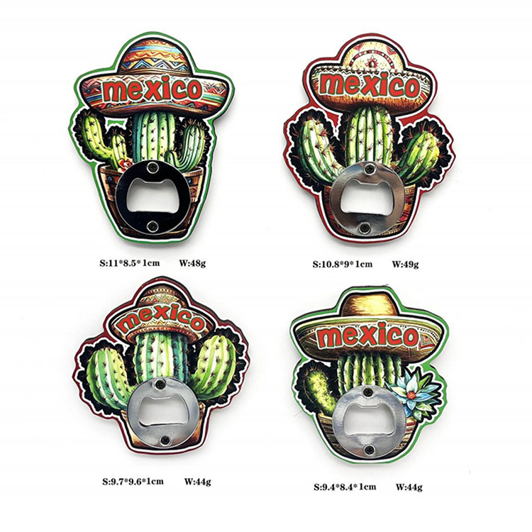 Custom Printing MDF Wood Mexico Souvenir Cactus Bottle Opener