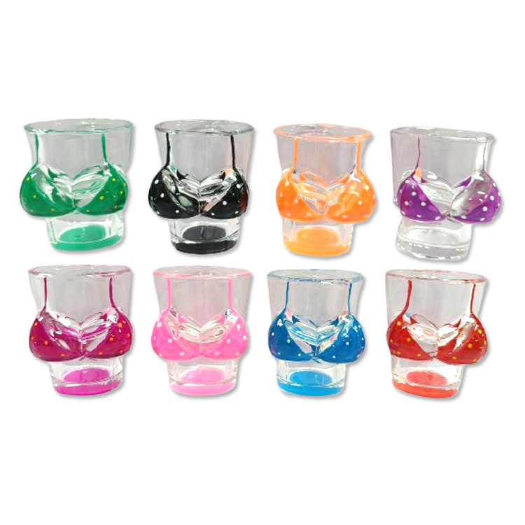 Factory Customized Logo Personalized 3D Sexy Lady Breast Shot Glass Bikini Shotglass