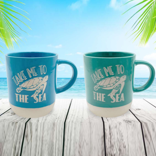 Custom Logo Beach Florida Souvenir Embossed Turtle Coffee Cup Hand Glazed Sea Turtle Mug