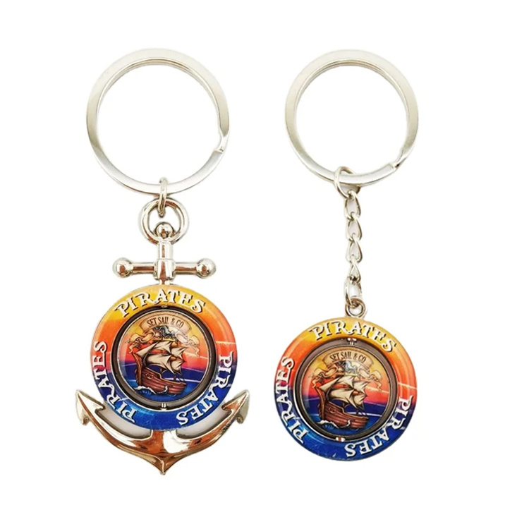 Custom Logo Epoxy Metal Evil Eye Key Chain Europe Turkey Souvenir Spinning Evil Eye Keychain