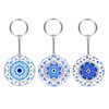 Custom Logo Epoxy Metal Evil Eye Key Chain Europe Turkey Souvenir Spinning Evil Eye Keychain