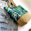 Wholesale Custom Cotton Linen Tropical Plants Print Summer Beach Hand Bag