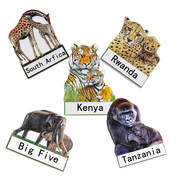 Custom Logo Printing Resin Africa South Africa Big Five Souvenirs Gift Kenya Fridge Magnet