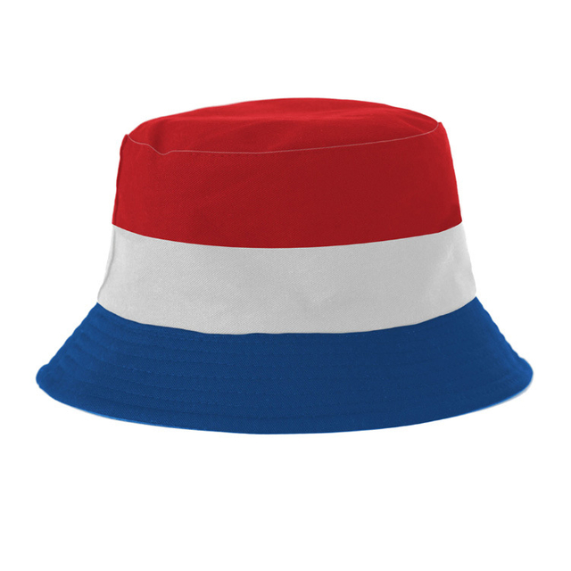 Custom Logo Printing Cotton Red White Blue Souvenirs Paris France Hat Flag Color Bucket Hat