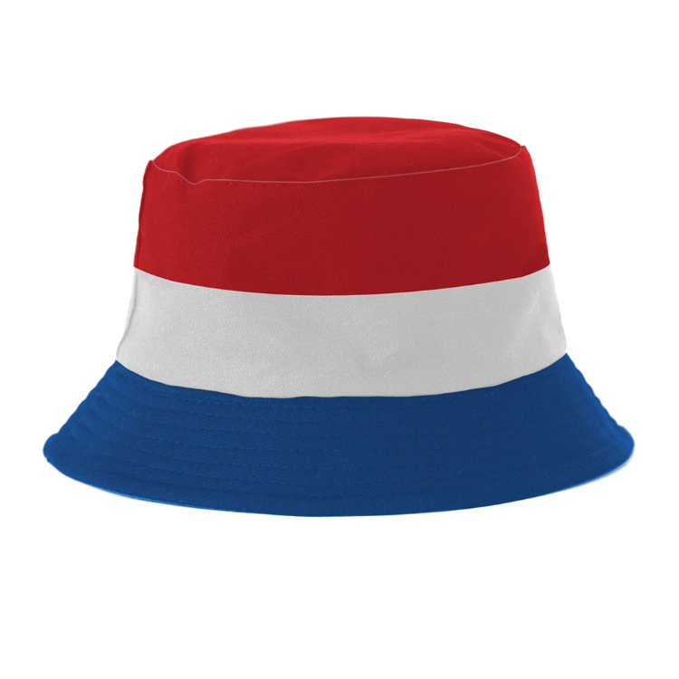 Custom Logo Printing Cotton Red White Blue Souvenirs Paris France Hat Flag Color Bucket Hat