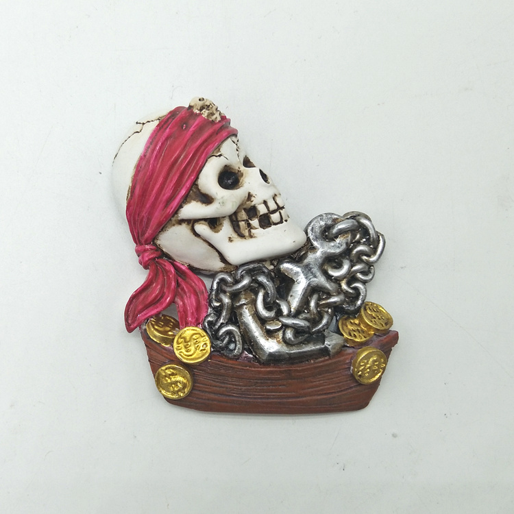 Custom Handmade Resin Skull Fridge Magnet Pirate Souvenirs Magnet