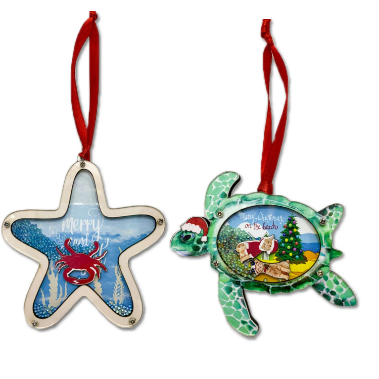 Custom Wood Christmas Ornament Tree Hanging Tourist Souvenir Beach Turtle Star Christmas Ornament