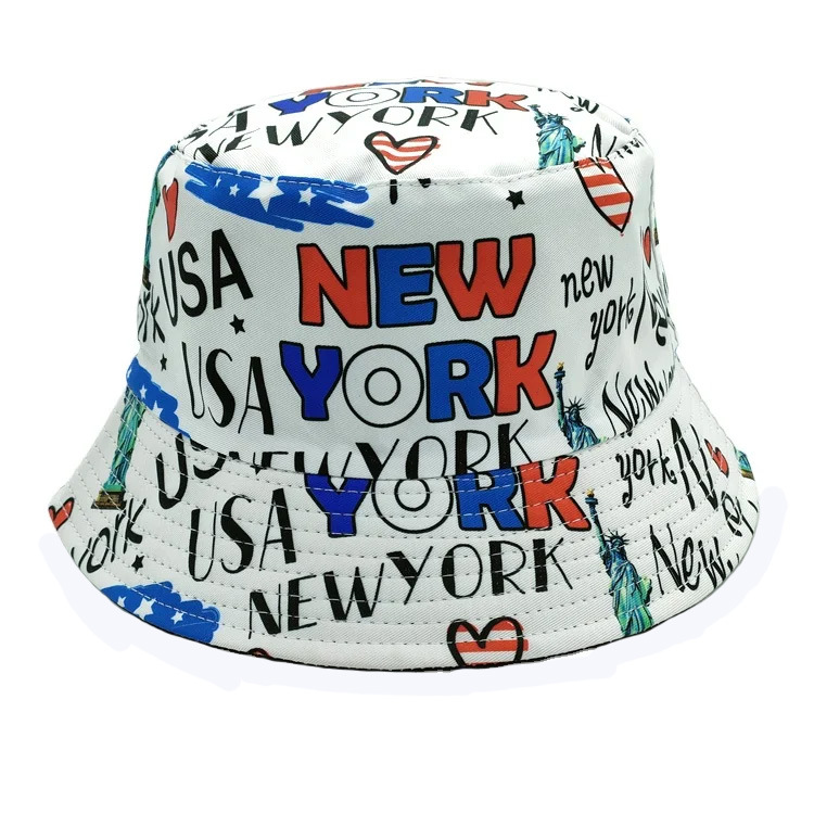 Custom Full Printing Fisherman Hat Tourist Souvenir New York Bucket Hat