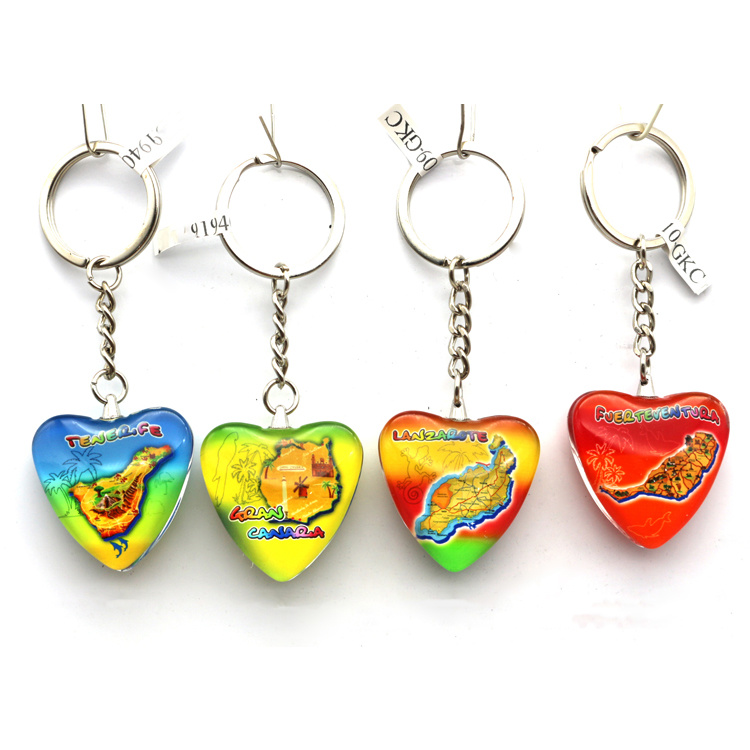 Wholesale Customized Logo Design Tourist Souvenir Glass Key Chains Custom Crystal Glass Keychain