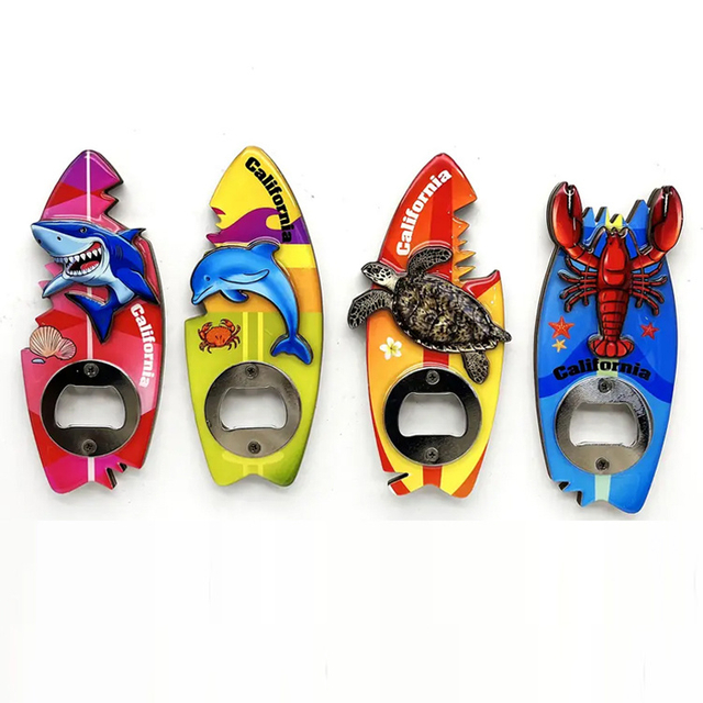 Custom Logo Sea Beach Tortoise Tourist Souvenir Turtle Wooden Magnet Bottle Opener