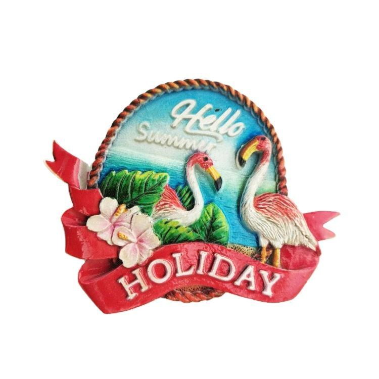 Custom Resin Printing Beach Bahamas Aruba Souvenir Flamingo Fridge Magnet