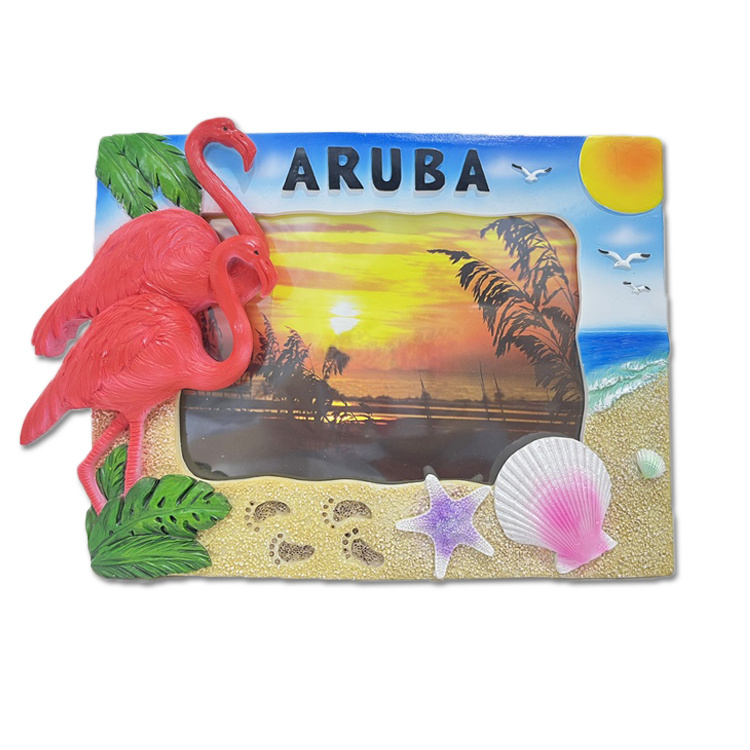 Custom Logo Beach Tourist Souvenir Resin Photo Frame Flamingo Picture Frame