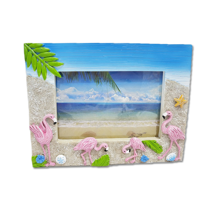 Custom Logo Beach Tourist Souvenir Resin Photo Frame Flamingo Picture Frame