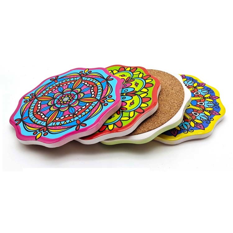 2022 Amazon Hotsale Ceramic Round Coaster Mandala Design Custom Sublimation Coasters