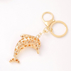 Wholesale Metal Ocean Series Beach Souvenir Keychain Dolphin Rhinestone Key Chain