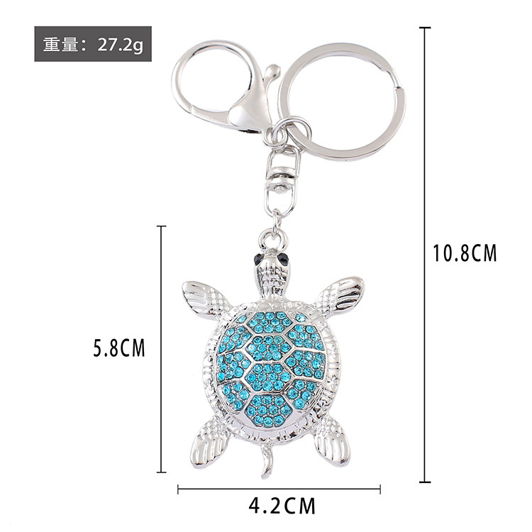 Wholesale Metal Ocean Series Beach Souvenir Rhinestone Turtle Keychain Turtle Key Chain