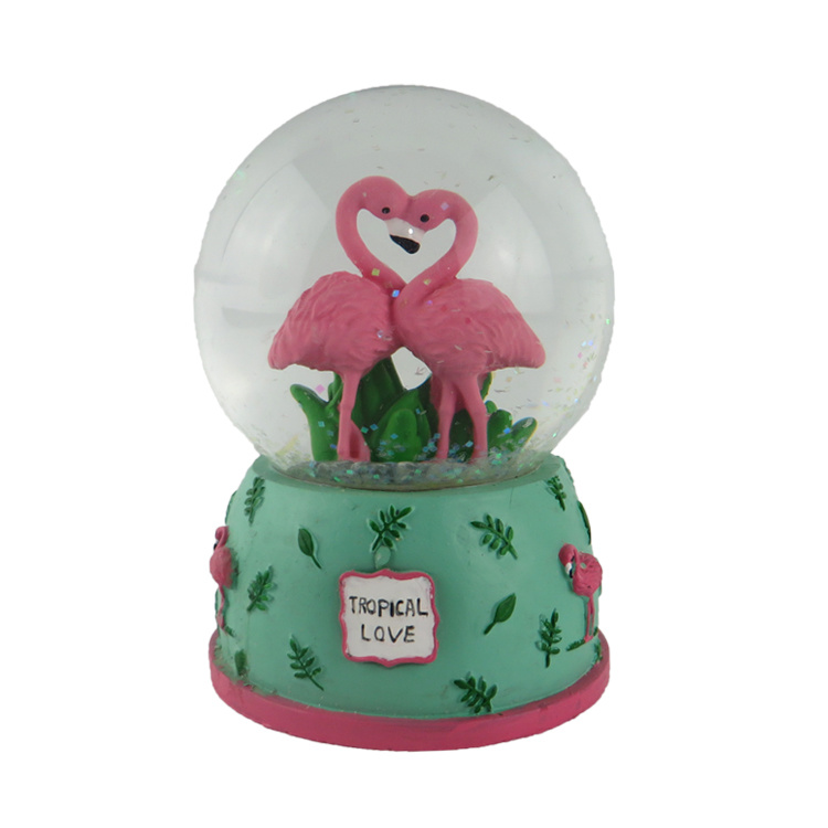 Custom Resin Plating Flamingo Snow Globe for Souvenir Gift