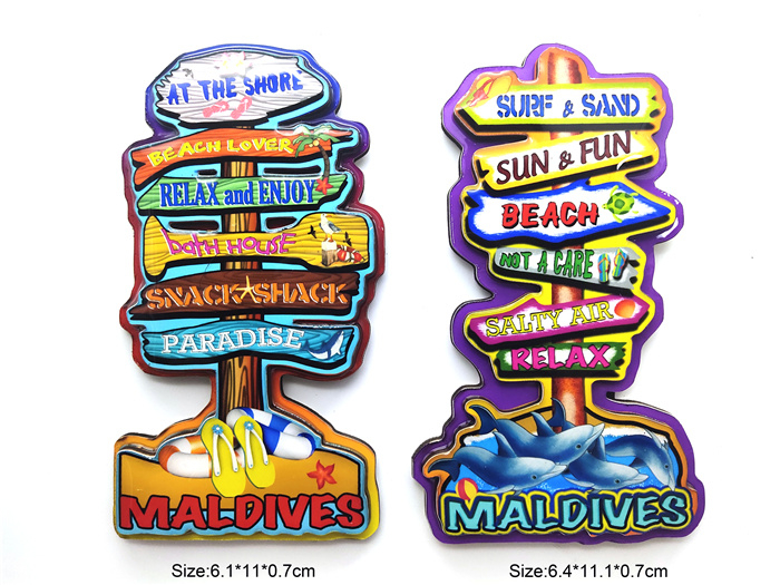 Custom Logo Tropical Island Beach Wood Fridge Magnet Maldives Souvenirs