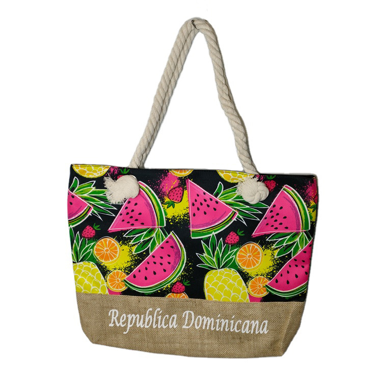 Custom Logo Print Women Summer Beach Tote Bag Canvas Beach Bag