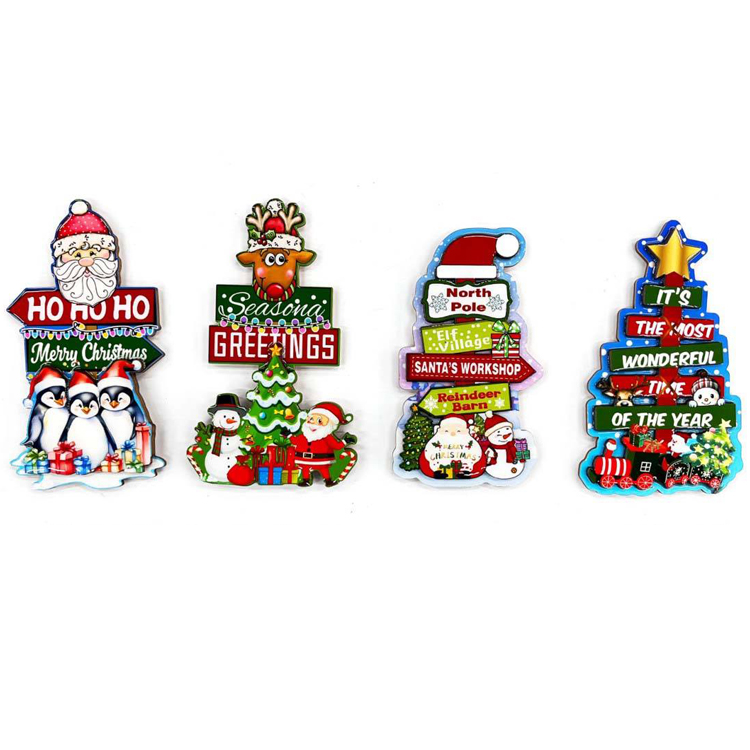 Customized Logo Souvenir Gift Christmas Refrigerator Magnets Sticker Wooden Mdf Christmas Fridge Magnets