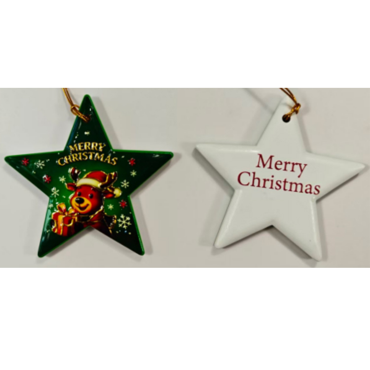 Factory Custom 3d Printed Ceramic Christmas Decoration Hanging Sublimation Ceramic Christmas Ornament