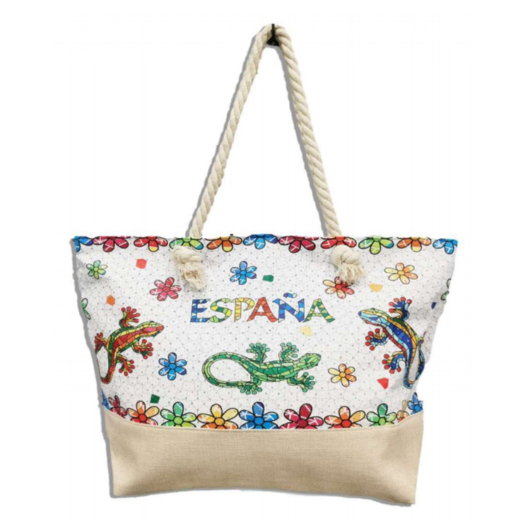 Custom logo Digital Printing Casual Coastal Canvas Turtle Greece Souvenir Beach Tote Bag with Little Bag