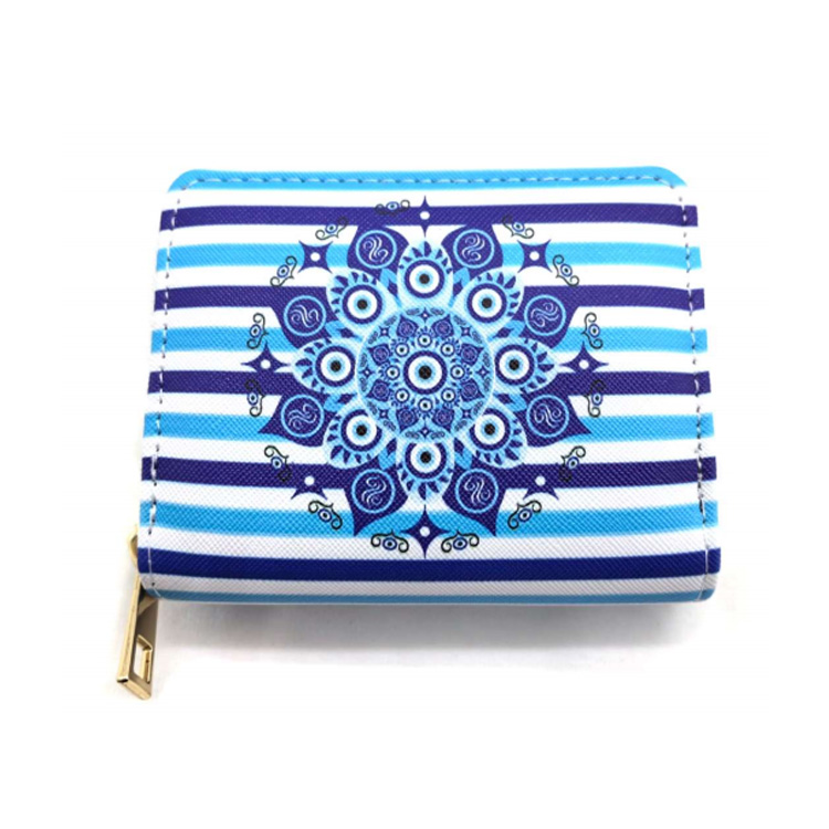 Custom Printed Pu Leather Coin Wallet Santorini Souvenir Greek Greece Coin Purse