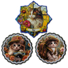 Customized Logo 3D UV Printed Vintage Table Drinks Decorative Mats Coaster Cute Ceramic Cat Coaster