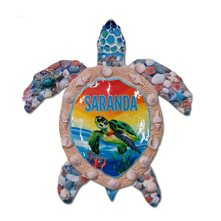 Custom Logo Printed Travel Gift Resin Magnet Beach Seaside Saranda Albania Souvenir Fridge Magnet