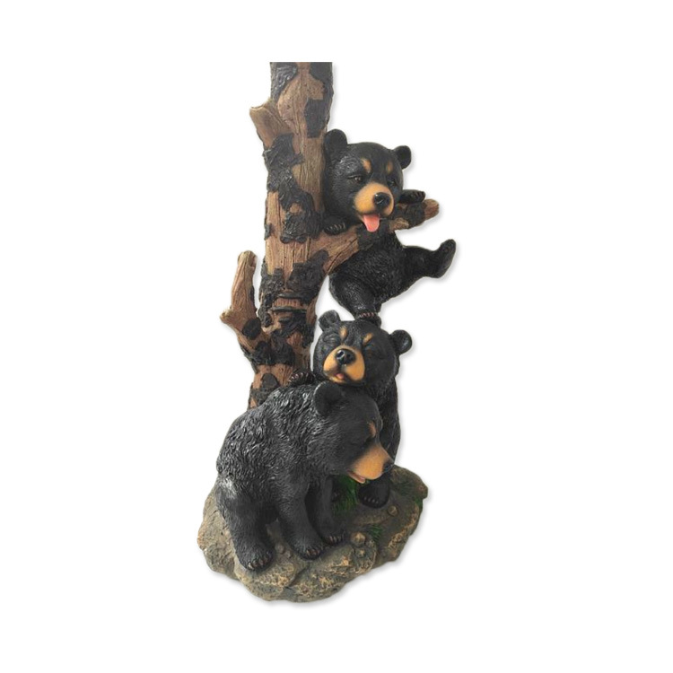 Resin Animal Figurine Black Bear Statue for Home Garden Decor