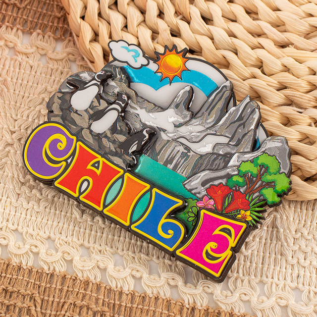 Custom Logo Epoxy MDF Wood Valparaíso Lima Cusco Souvenir Magnet Chile Souvenir Fridge Magnet