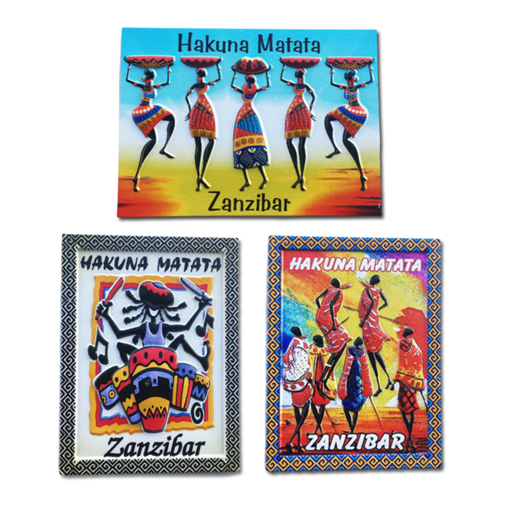 Custom Logo Printing Resin Africa Hakuna Matata Zanzibar Souvenir Fridge Magnet