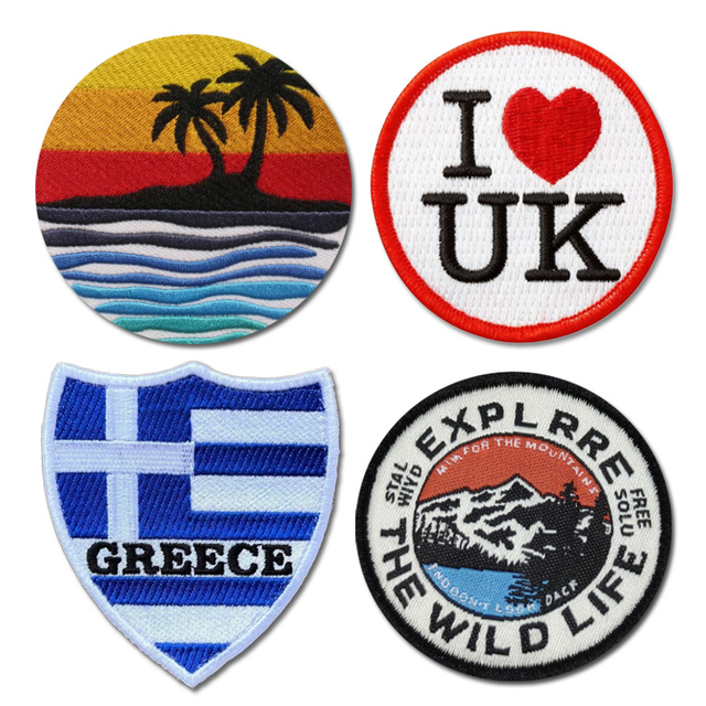 Wholesale Customized Logo Design Countries City Souvenir Iron on Patches Custom Embroidered Patch