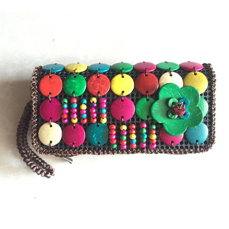 Wholesale Women Handmade Beaded Coconut Shell Purse for Souvenir Gift