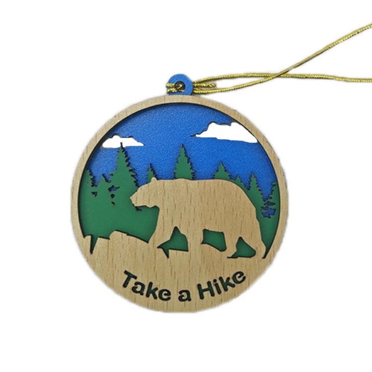 Custom Shape Home Christmas Tree Decoration MDF Polar Bear Christmas Ornament