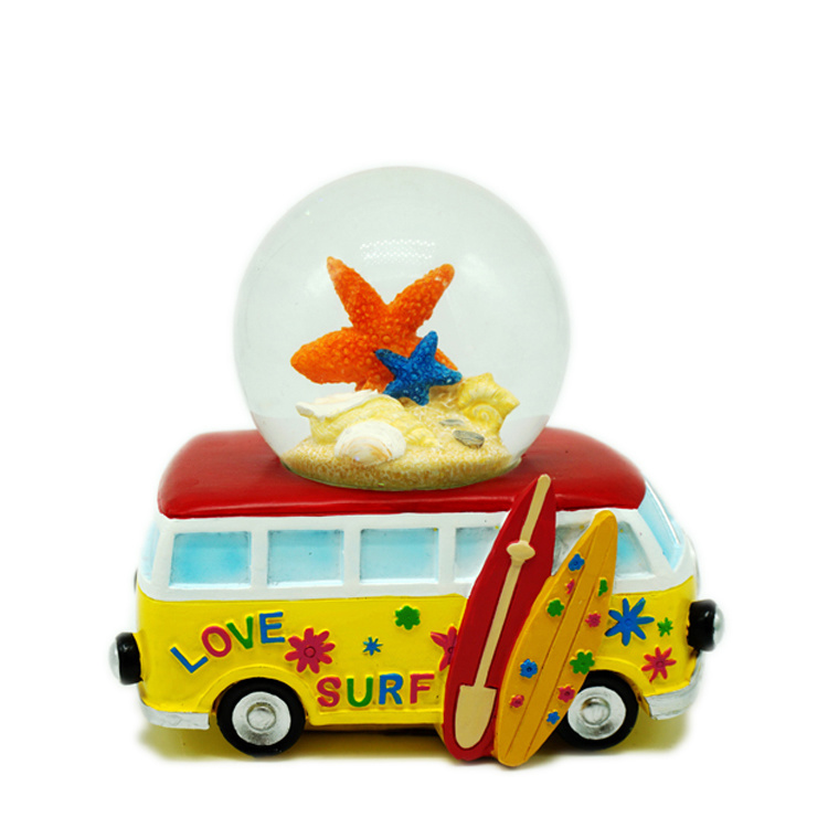 Custom Shape Tourist Beach Souvenir Resin Tour Bus Snow Globe