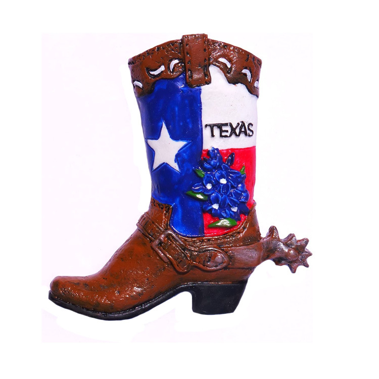 Texas Cowboy Boot United States Souvenir 3D Resin Fridge Magnet