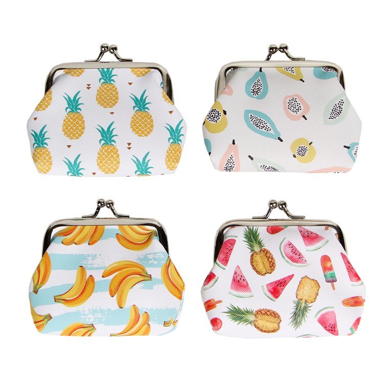 Custom PU Leather Summer Fruit Banana Strawberry Coin Purse