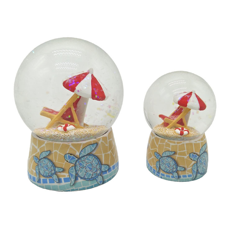 Custom Logo Beach Souvenir Mini Turtle Dolphin Snow Globe Ball Resin Craft