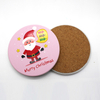 Custom Printing Cartoon Round Cork Christmas Coaster for Drinks