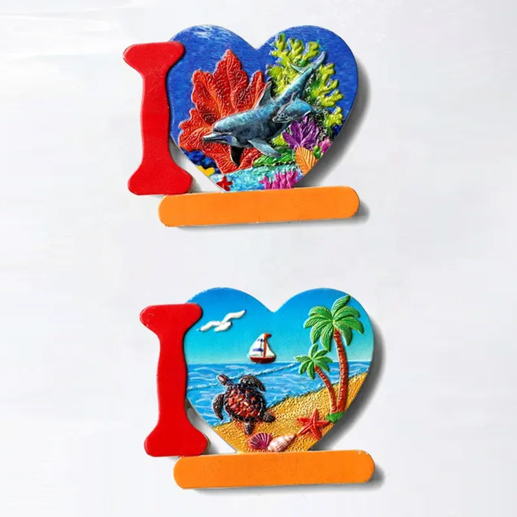 Custom Logo Resin 3D Printing Coastal Tropical Island Palm Tree Magnet Beach Souvenir Coconut Fridge Magnet